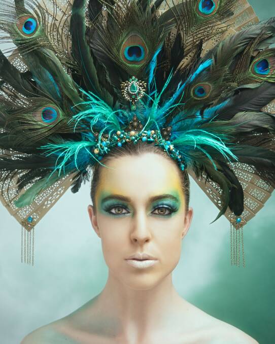 Mel English's creativity traverses more than beautiful photography she styled the peacock headdress for her model.