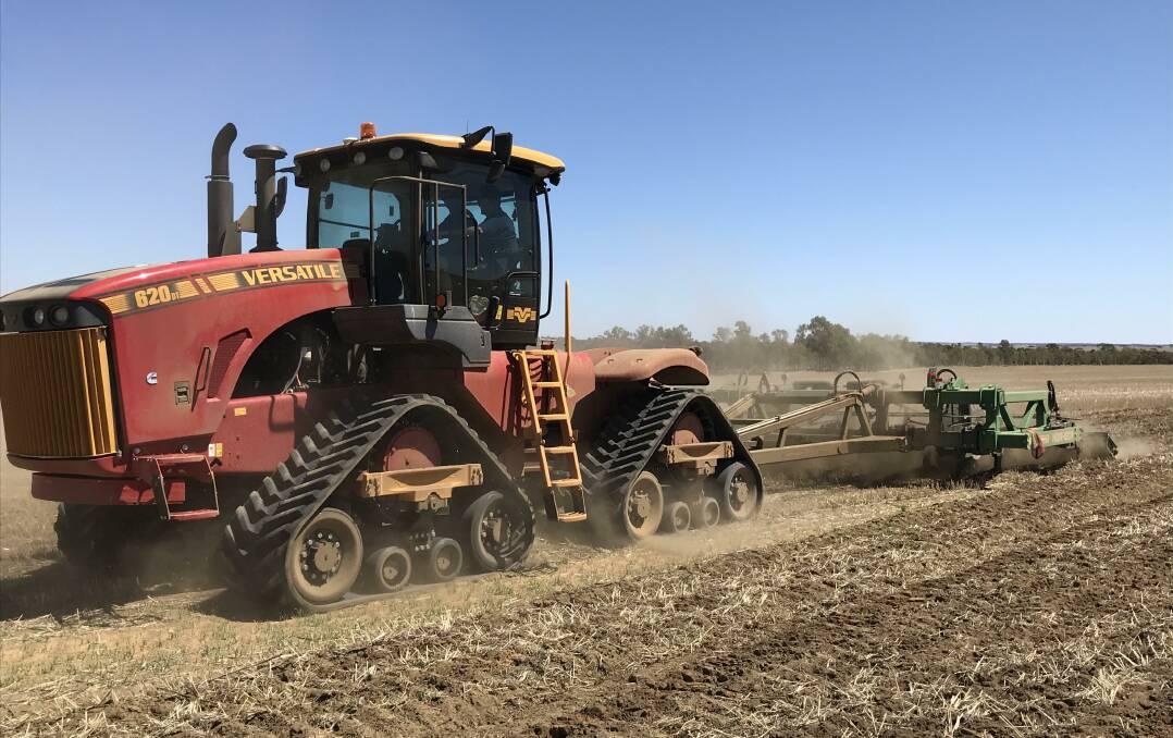 A Versatile 620 Delta Track tractor pulling a new Gessner HDR deep ripper during a recent demonstration held McIntosh & Son, Moora, at Dandaragan