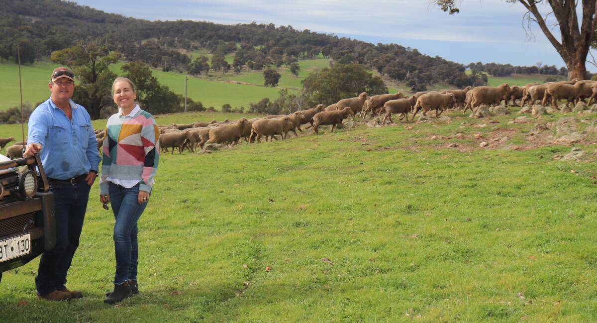 Second-generation farmer Simon Kelsall and his wife Natalie at their Boddington property, Broughton, are passionate Merino woolgrowers.