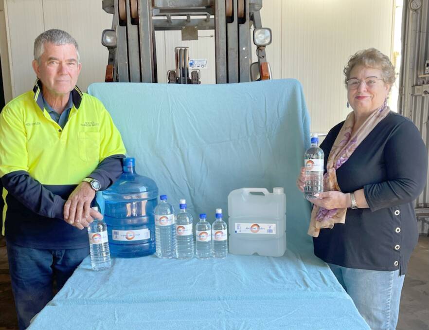 Beth and Ken Fowler with a selection of their Rainbow Water WA products. 
