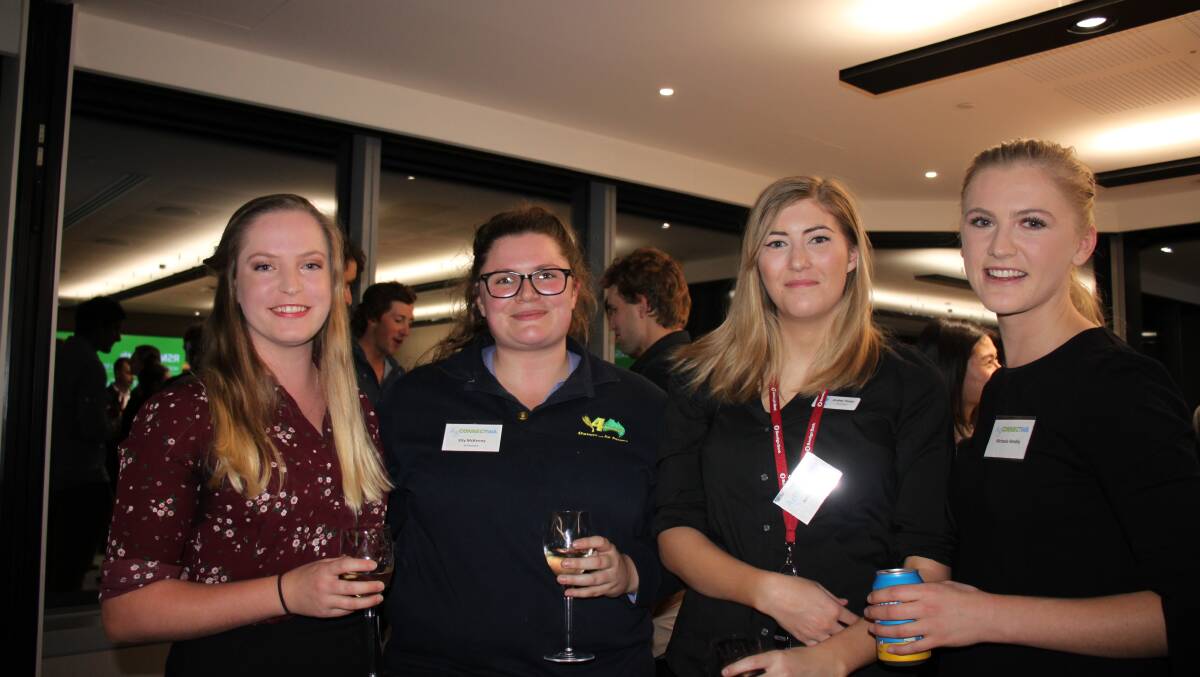 Horticulture graduate Katie Armstrong-Sebbes (left), 4Farmers sales and distribution assistant Elly McKenny, Rural Bank graduate officer Amber Foster and Curtin University agribusiness student Michaela Hendry.