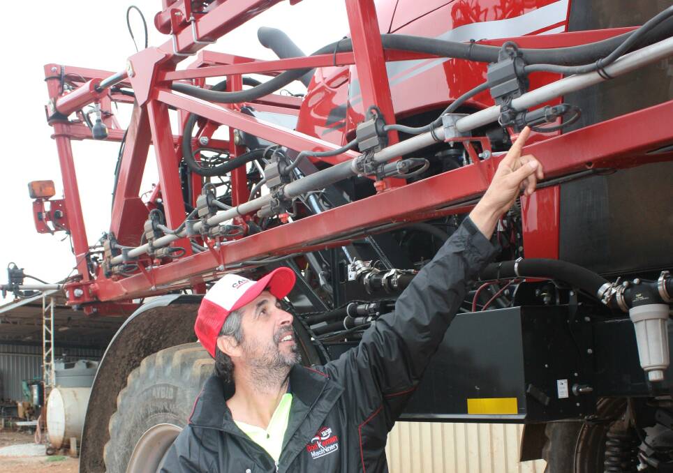 A good feature of the Case IH Patriot 4430 SP boomsprayer is the AccuBoom automatic boom section control, which automatically turns off boom sections when entering an area that has already been sprayed.