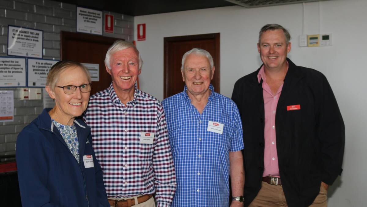Enjoying the day out at the Stirling Arms, Albany, were outgoing chairman Bob Peake (second left) with wife Pat, Attwell, EPEA's incoming chairman Garry Dunstan, Hillarys and Elders area manager south Matt Ericsson, who gave an update on current company happenings.