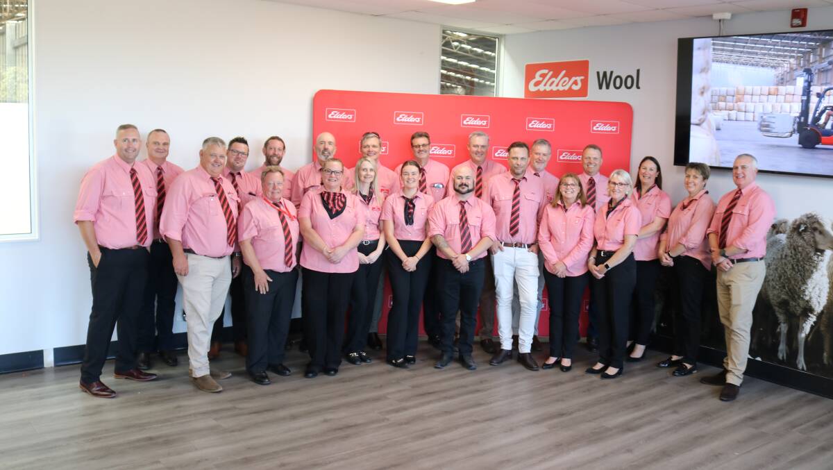 The Elders team at the opening of the new Elders wool handling, show floor and offices at Rockingham.