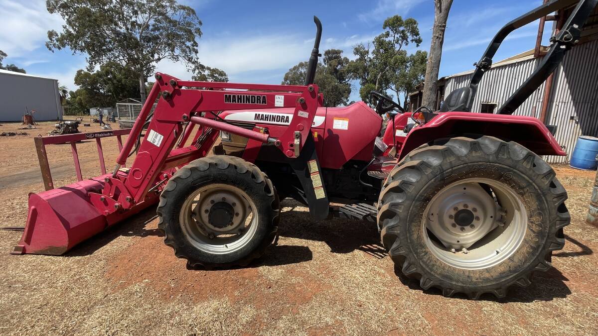 This 2017 Mahindra tractor fitted with forks and a bucket and showing 1000 hours, sold for $17,500, bought by Fred Pascoe, Bindoon.