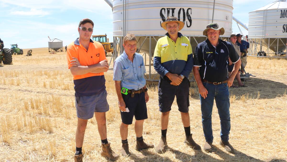 Chris Panizza (left) Toodyay, Steve Lamb, Goomalling, Frank Panizza, Toodyay and Rob Bagley, Northam, took the opportunity to catch up at IM & KR Siegert's clearing sale at Meckering.