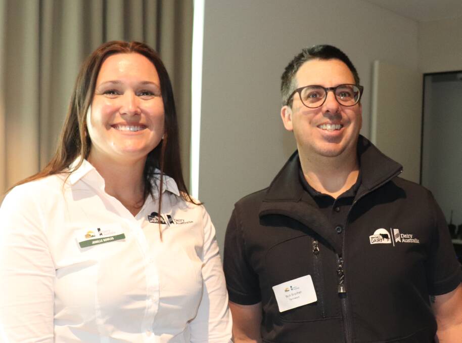 Western Dairy's communications officer Jenelle Bowles and Western Dairy director Nick Brasher from Farmwest.