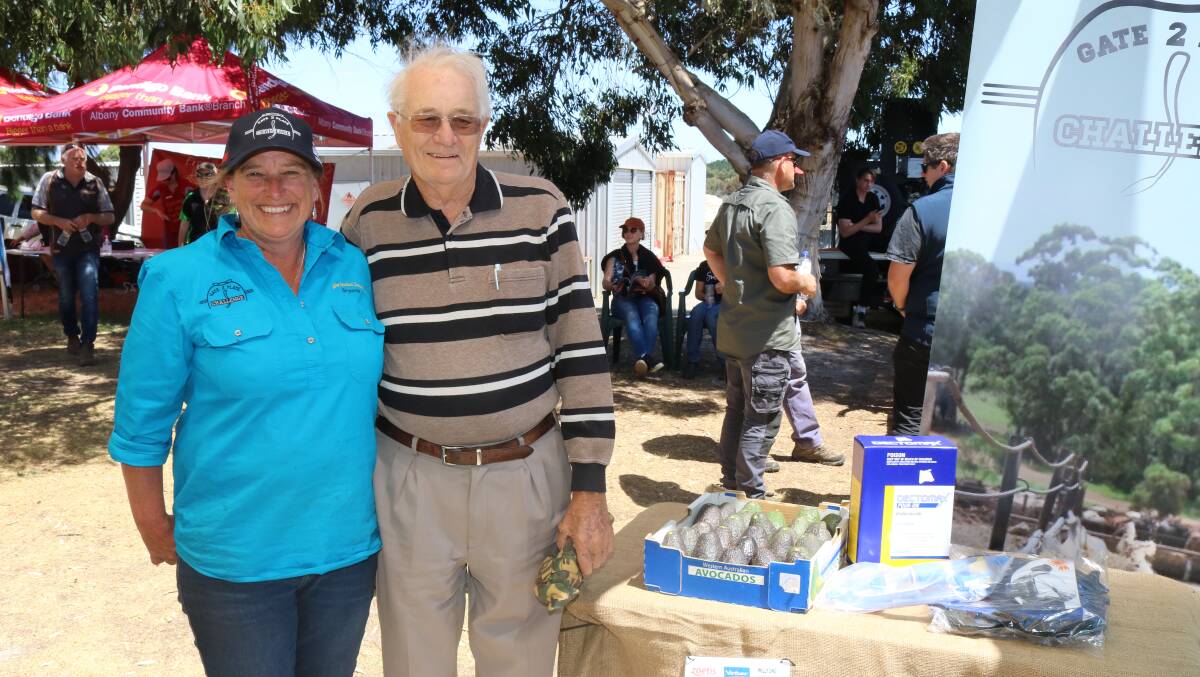 Gate 2 Plate Committee member Sheena Smith with first prize winner in the 'guess the weight' competition Hugh Smith, Albany.