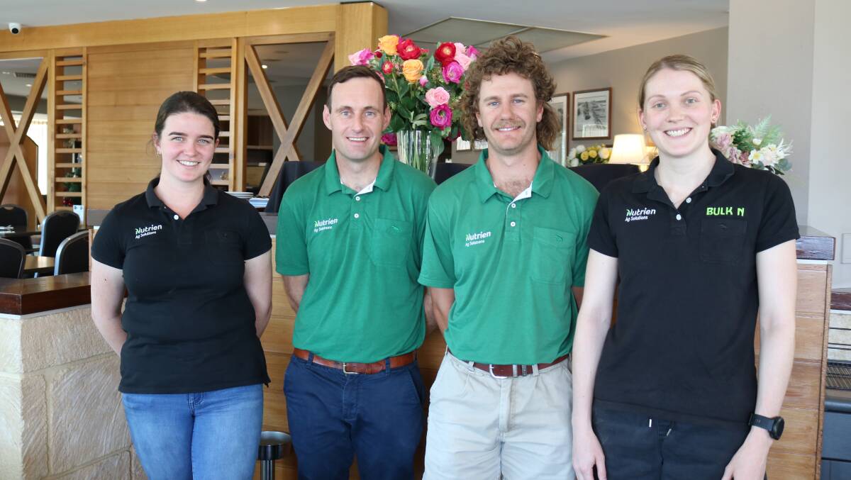 Agronomist Emma Cleaver (left), York, was with farm services agronomist Tom Shaw and Moora agronomists Tom Stanicich and Niamh Delaney.