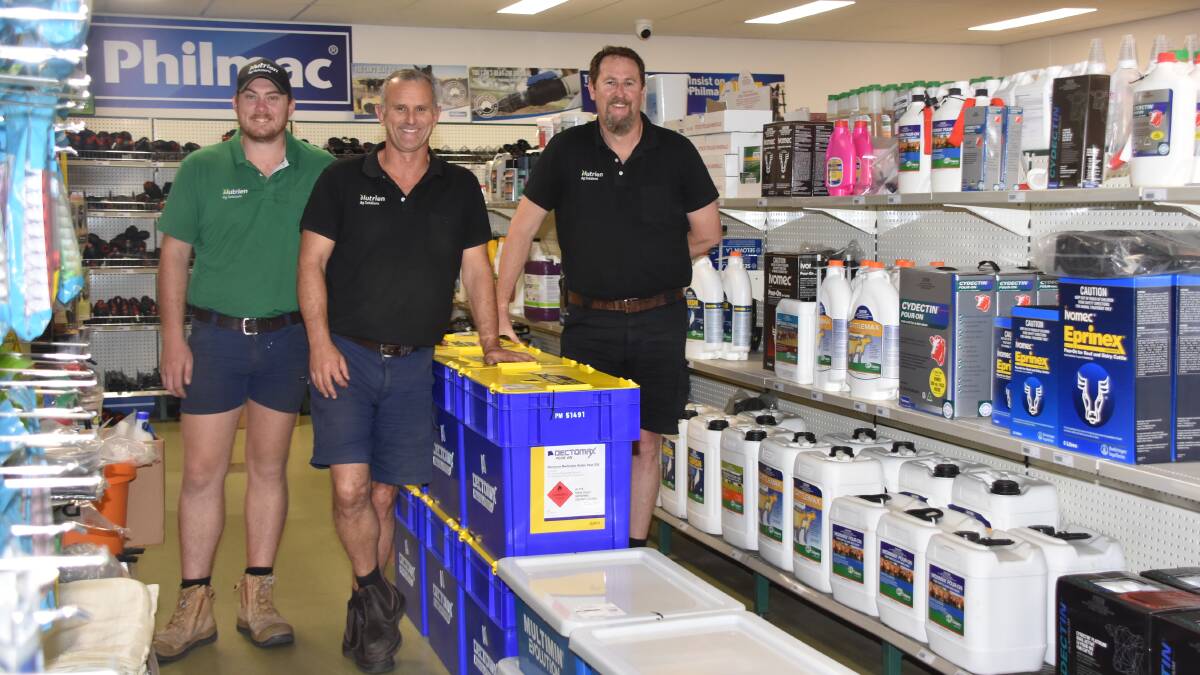 Nutrien Ag Solutions,Bunbury branch merchandise specialists, sales representative Mitch Parker (left), merchandise manager Scott Crombie and sales representative Andrew Bolton are ready to provide advice and assistance should the lucky winner of Farm Weeklys latest subscriber giveaway competition, which includes $12,000 inc GST worth of merchandise from Nutrien Ag Solutions, come from within their region.