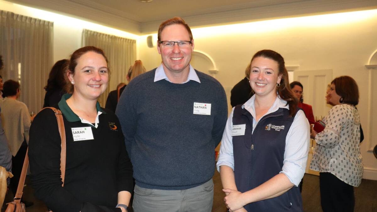 Sarah Hyde (left), Facey Group at Wickepin, Nathan Craig, West Midlands Group executive officer and Grower Group Alliance director and Veronika Crouch, Corrigin Farm Improvement Group.