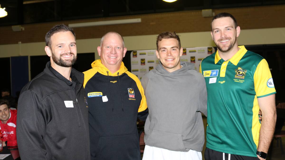 WAs only umpire representative to be selected was Travis Norton (left), with 2022 WACFL New Holland State Country Team coach Kane Benson and West Coast Eagle Zac Langdon, who was there in support of his brother and WA team member Guy Langdon, from the Dampier Sharks.