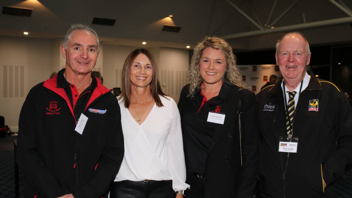 Representing Mortlock Football League were president Damien Leeson (left), Goomalling, with his wife Vanessa and operations manager Janelle Ballantyne. With them is WACFL executive Greg Baird, Goomalling.