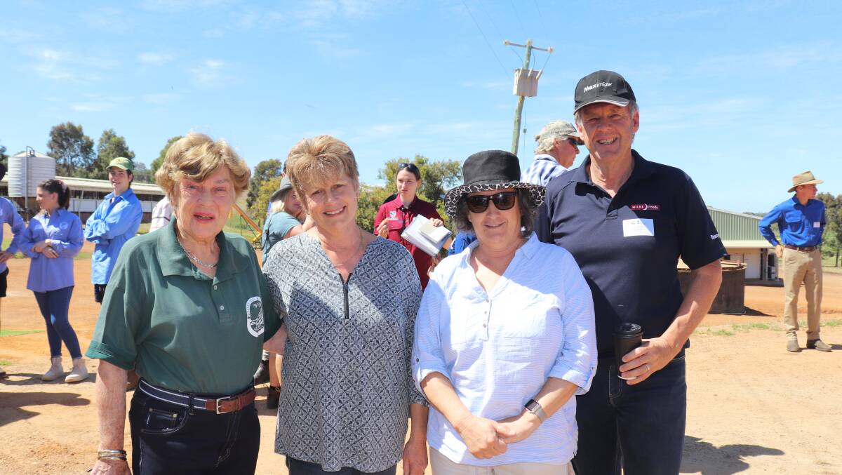 Field day co-host Elizabeth Partridge (left), Jenny Hunter, Collie, Barbara Hossen, Busselton and Dean Maughan, Milne AgriGroup ruminant feeds sales manager.
