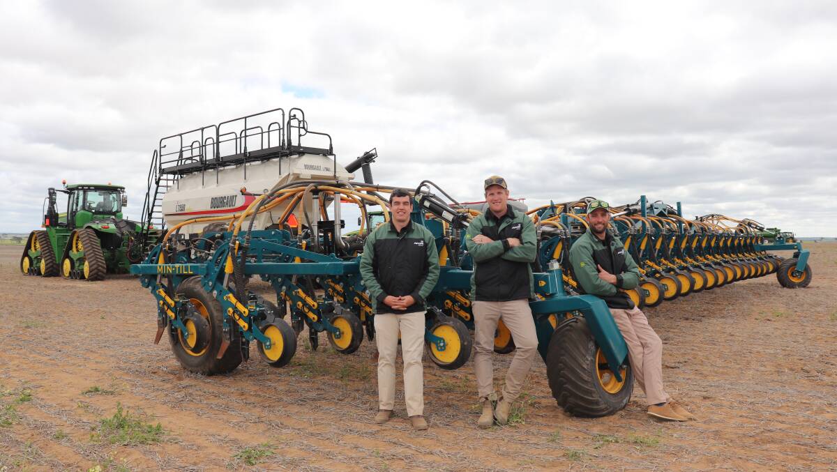 AFGRI Equipment marketing and consumer business manager Jacques Coetzee (left), Lake Grace branch manager Tyson Bell and AFGRI Equipment Lake Grace sales representative Ned Brown with the Equalizer.