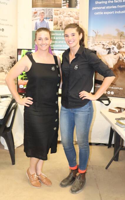 The Livestock Collective director Holly Ludeman (left) with Brittany Bolt, Wagin, at Wagin Woolorama's display in March.