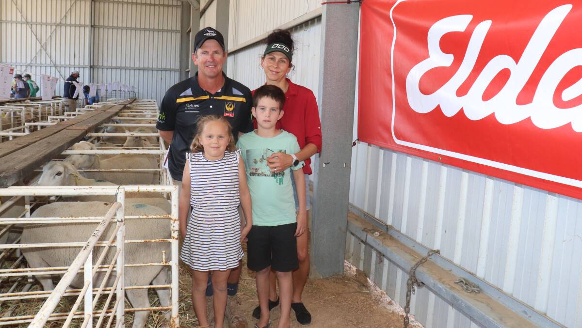 Nick and Gina Cheetham, with their two children Raine and Theo, Cheetara White Suffolk stud, South Kumminin, were at the sale looking for new genetics and in the sale they purchased a 2021-drop White Suffolk ewe for $1700.