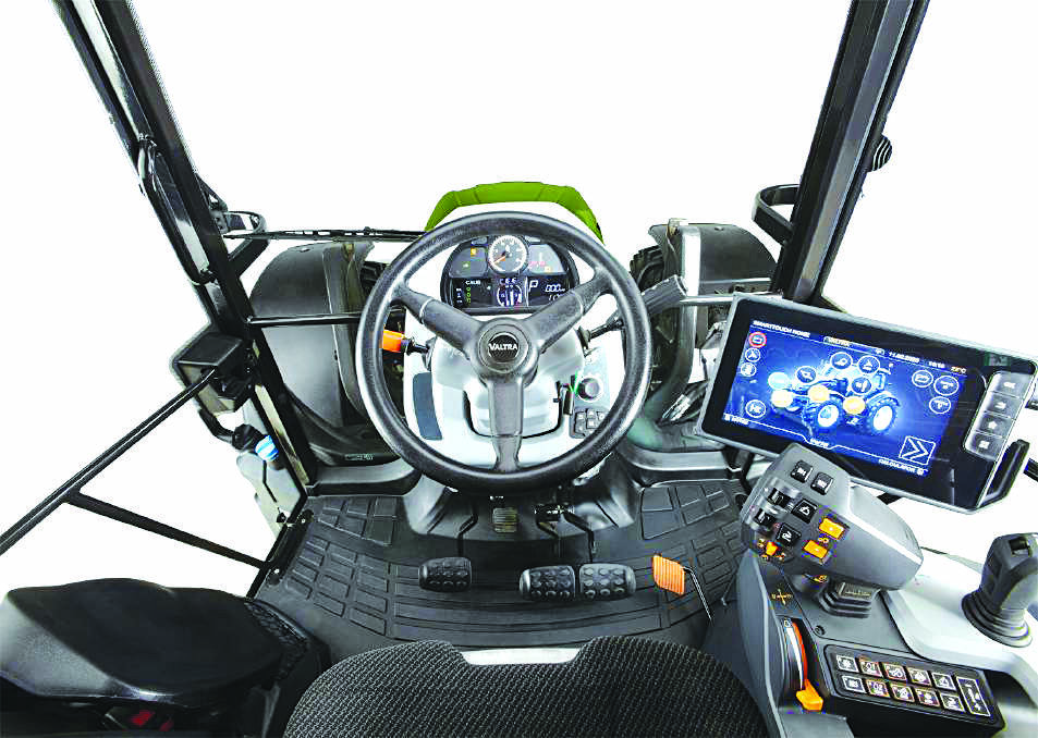 The cabin of the new G Series tractor is roomy and designed to provide improved visibility for operators.