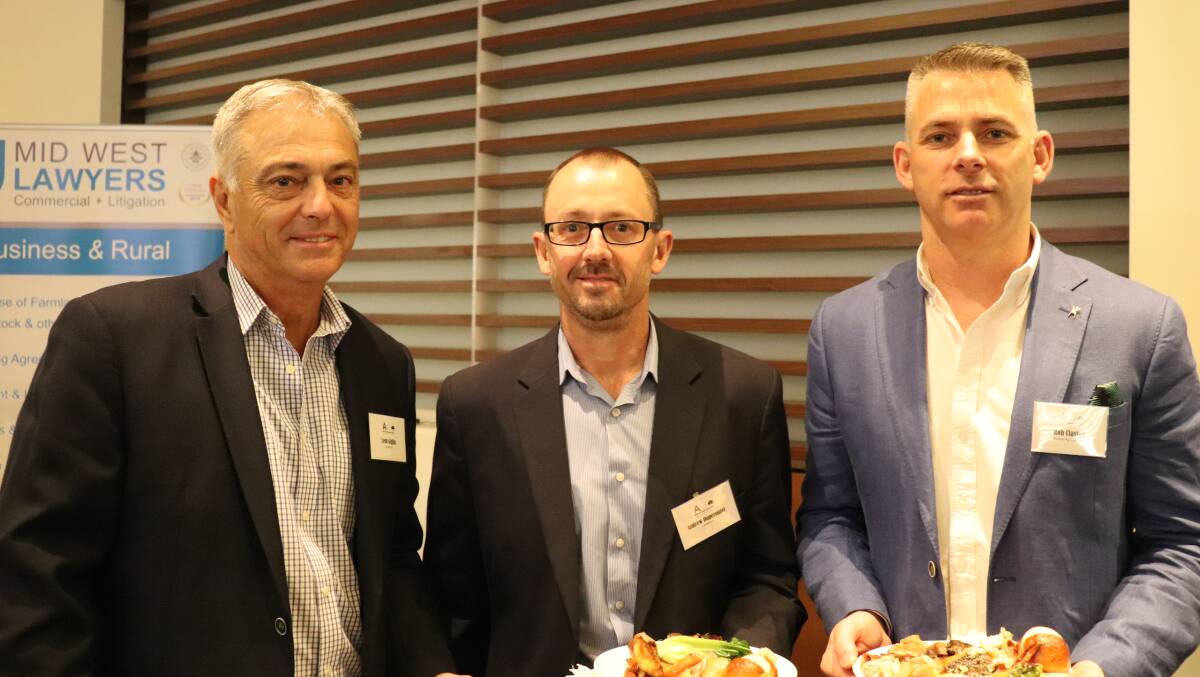 Nutrien Ag Solutions regional livestock manager Leon Giglia (left), regional manager Western Australia and the Northern Territory Andrew Duperpuzel and managing director Rob Clayton.