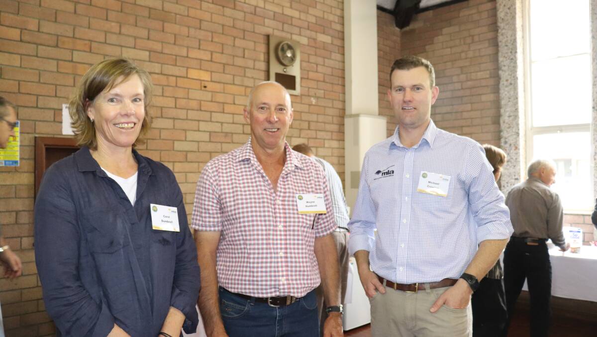 Carol and Wayne Dumbrell, Walpole, chat with Meat and Livestock Australia general manager producer consultation and adoption Michael Crowley.