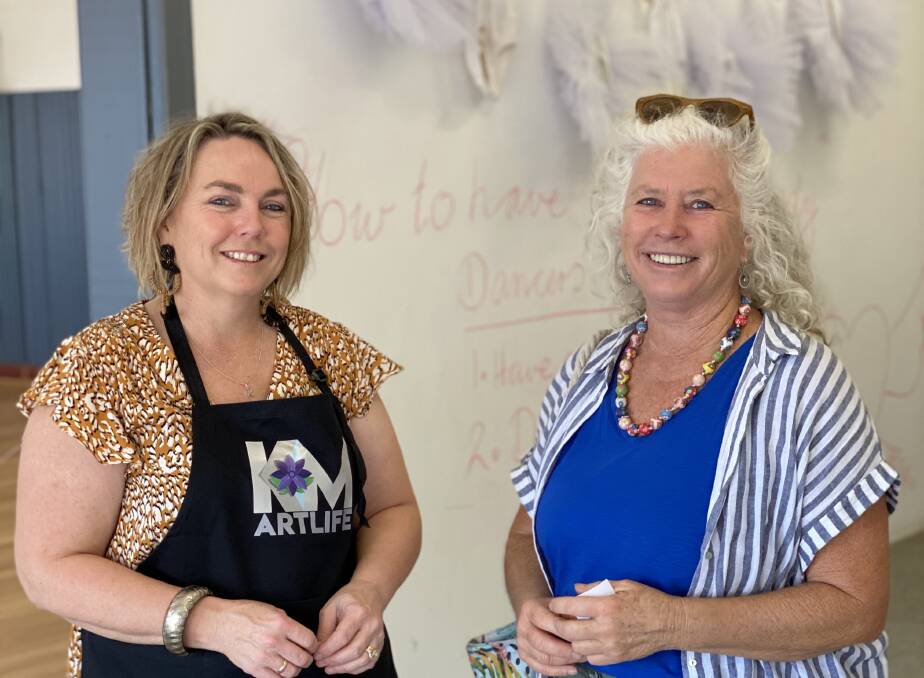 Local artist Kerry Munns (left) and Sandy McKendrick, from the Community Arts Network.