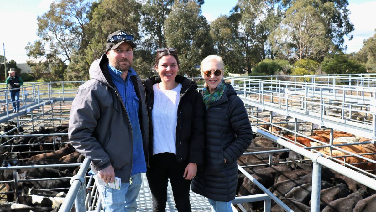 Ben, Caitlin and Penny Wheatley, Harvey, attended the Nutrien Livestock store cattle sale at Boyanup last Friday, looking for cattle to purchase through the bidding of their agent Errol Gardiner, Nutrien Livestock, Brunswick/Harvey.
