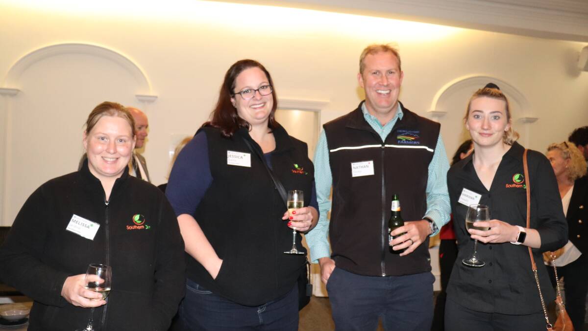 Southern Dirt members Melissa Jardine (left), Jessica Bantz and Sheridan Kowald with Nathan Dovey, Stirlings to Coast Farmers' research and development co-ordinator.