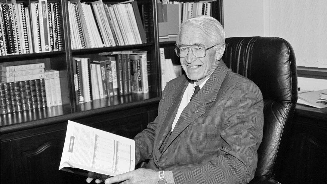 Former WA Department of Agriculture director Noel Fitzpatrick who died earlier this month. Highly regarded as a soil researcher and administrator, Mr Fitzpatrick is pictured in his study at home shortly after his retirement when he was researching a history of the department which he published in 2011.