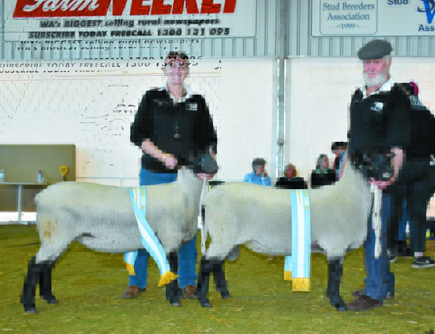 The Sasimwa Suffolk stud, York, exhibited both the reserve champion interbreed ram and reserve champion interbreed ewe at this year's Make Smoking History Williams Gateway Expo. With the winning ram and ewe were Sasimwa stud principals Kay and Glenn Cole. They earned the right to be in the interbreed line-up after being sashed the champion Suffolk ram and champion Suffolk ewe in the breed judging. In the breed judging the ewe won the grand champion Suffolk title.