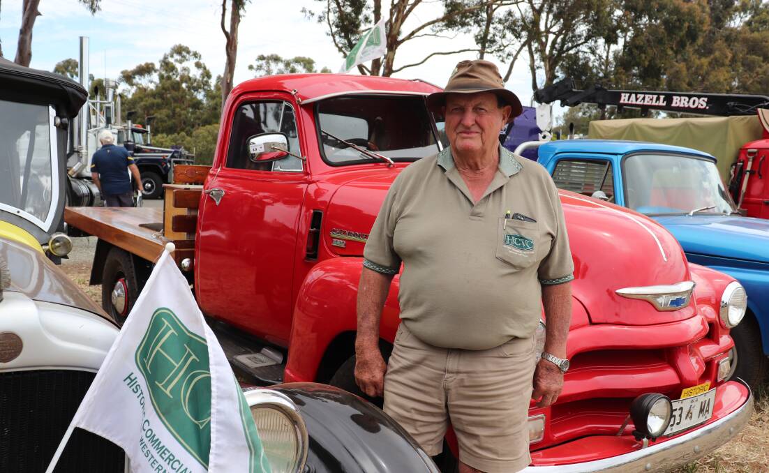 Peter Johnston at the WA Mack Muster and Truck Show at Quarry Farm, Whitby, last month with his 1953 Chev truck which he has "90 per cent restored".