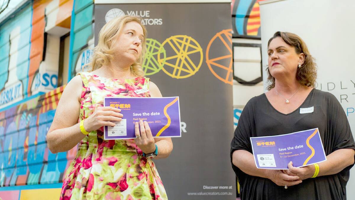 Value Creators co-directors Ann Maree O'Callaghan (left) and Maree Gooch at the RRR Network International Day of Rural Women sundowner last month. Photo by P.S. Smile Production.