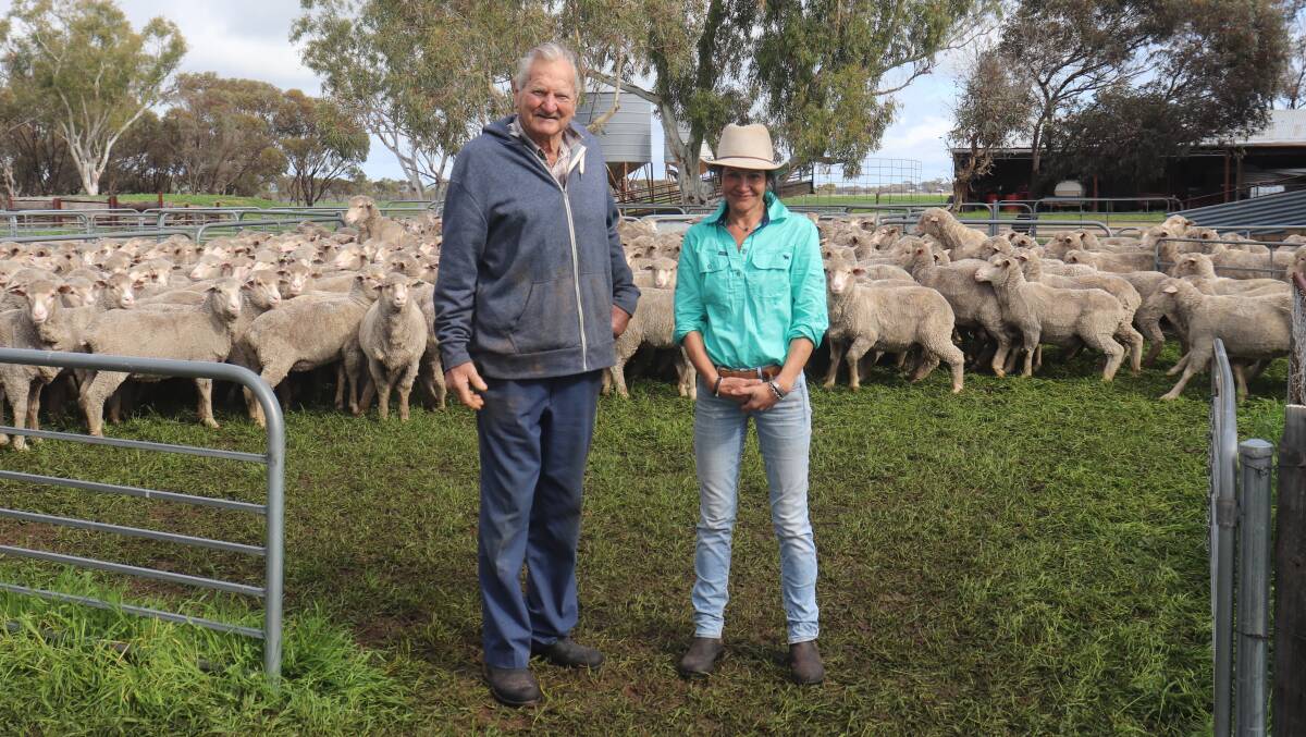 Don Handscombe (left) and Helen Breading at the Yoting property. There are 1200 Merino breeding ewes and 450 young sheep at Yoting with 2500 Merino breeding ewes, lambs and wethers at the home property.