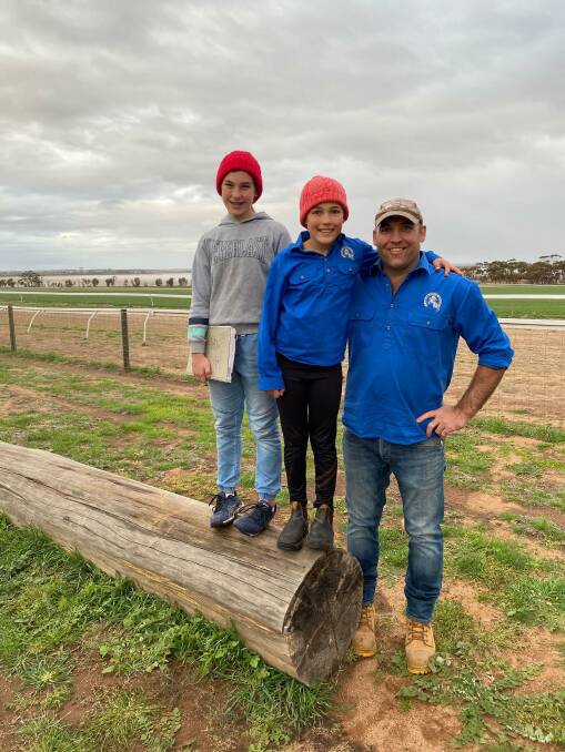 Kulin Bush Races chairman Tom Murphy with daughters Grace (left) and Maggie.