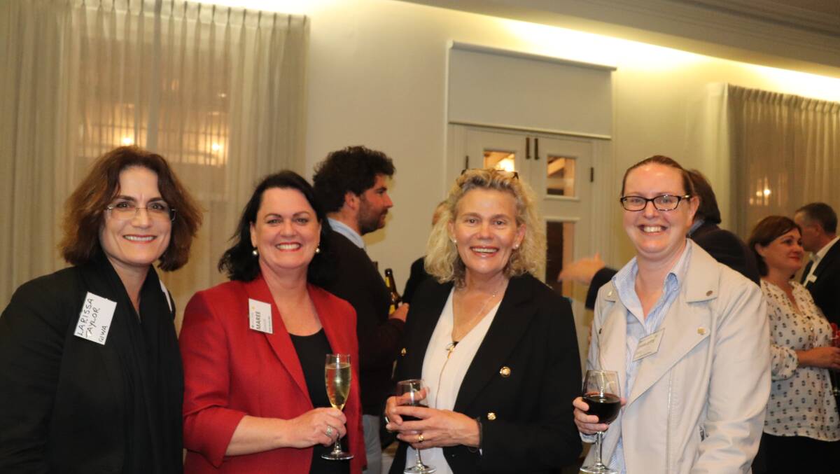 Larissa Taylor (left), Grain Industry Association of Western Australia chief executive officer, Maree Gooch, Safe Farms WA executive officer, Fiona Simson, National Farmers Federation president and guest speaker at the sundowner and Charlotte Aves, from the Victorian Grower Group Alliance.