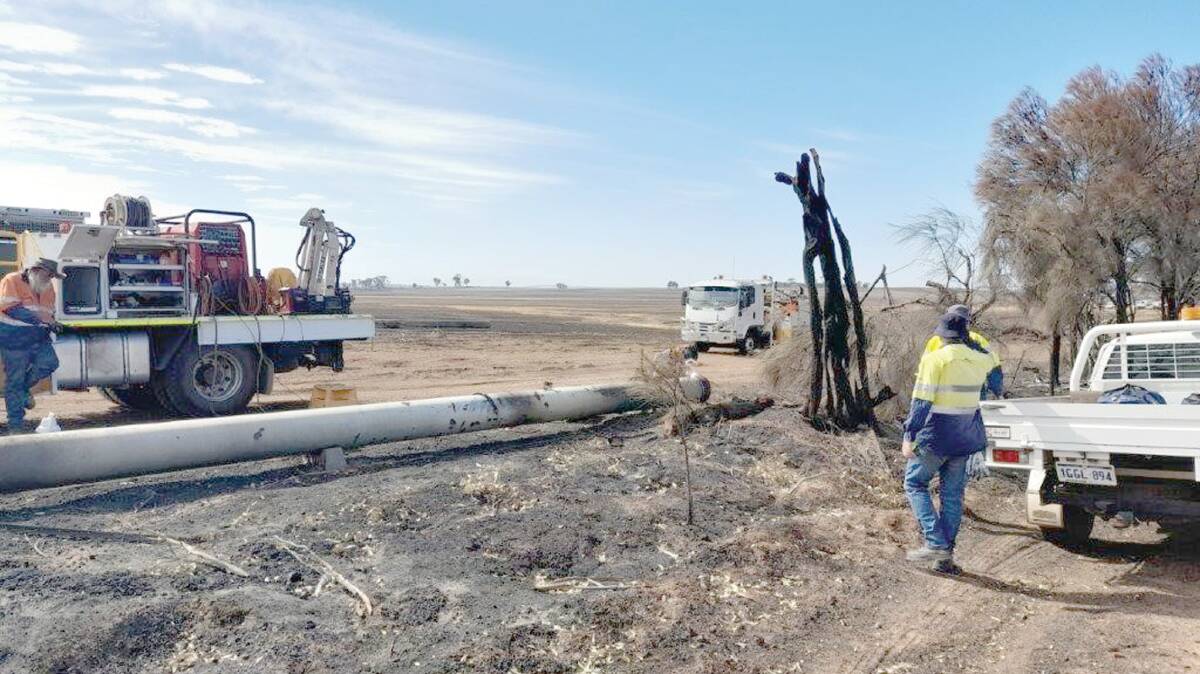 About 25 kilometres of the main water supply pipeline linking Wickepin and Dumbleyung was damaged by the blaze earlier this month.