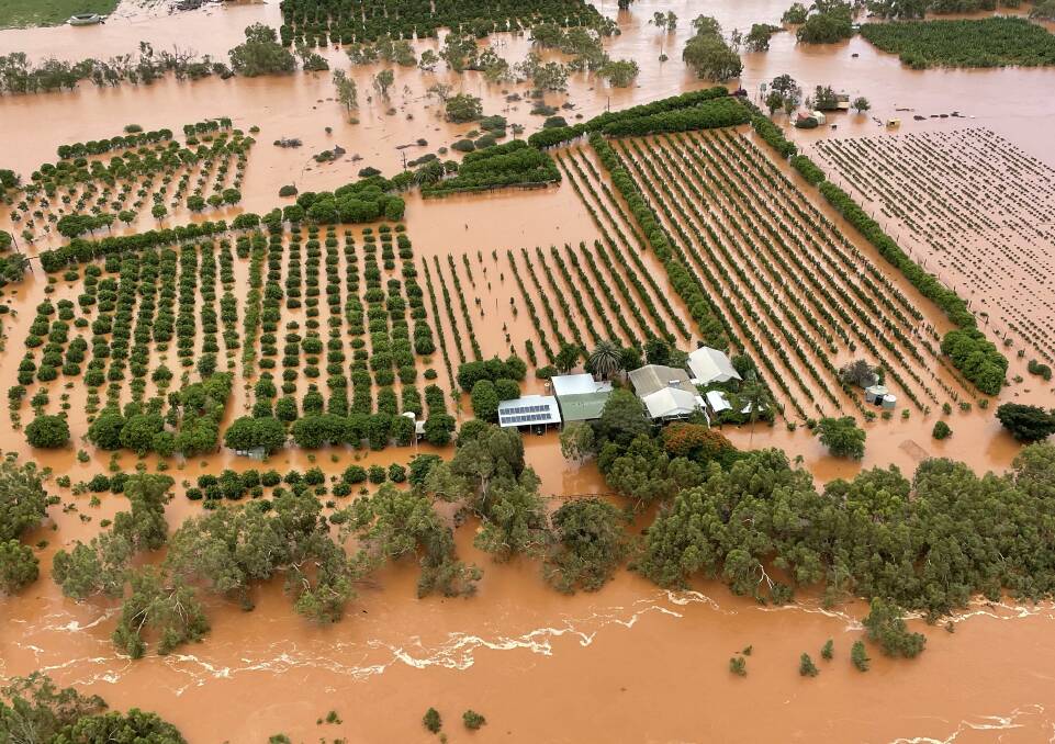 Vince Catania took this aerial photograph, showing the flood impact on Carnarvon.