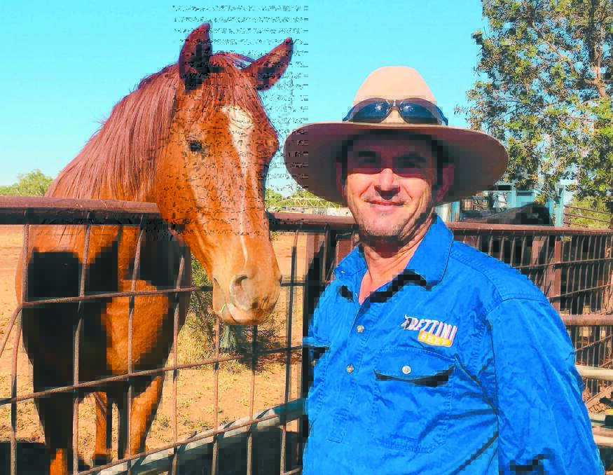 Bettini Beef co-principal Mark Bettini with one of his horses at De Grey station, Port Hedland.