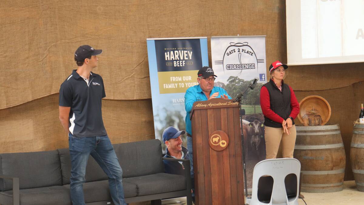 Twenty per cent of the auction proceeds went towards Regional Men's Health. Co-ordinating the auction were Tom Hayes (left), Men's Regional Health, Elders auctioneer Wayne Mitchell and Elders, Albany, representative Claire Grainger.