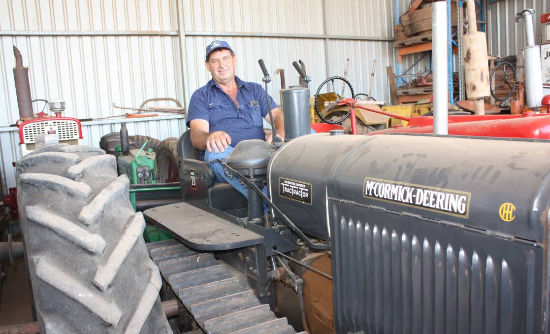 Wagin farmer and transport business owner Peter Spurr sits in a McCormick Deering Model 20 TracTractor he bought from the late Tony Pailthorpe's collection last year. Mr Spurr now has 34 mainly International tractors either in working order or ready for restoration and was planning to take at least four International models to the annual Lights on the Hill field day at Brunswick on April 18 before it was postponed this week. "I'll be there when they reschedule," he said.