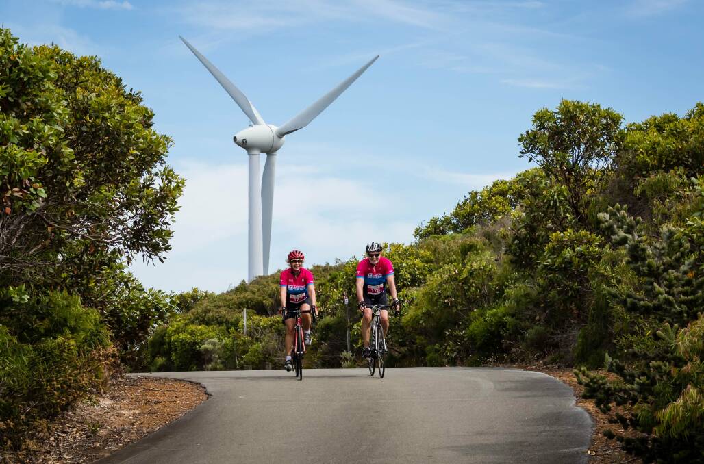  Two of the bike routes take participants to the Albany Wind Farm. Photograph by Di Sinclair-Thomas.