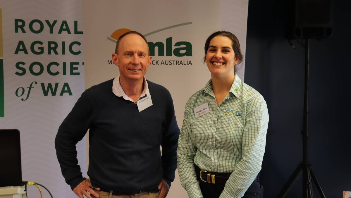 Farm management consultant Ashley Herbert with Georgia Reid, AgPro Management, at the inaugural AgPro Management Stock Con conference where Mr Herbert discussed maximising sheep profits with increases in stocking rate.
