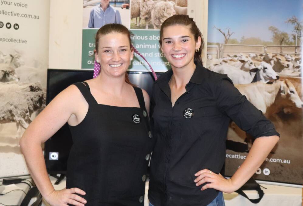 Livestock Collective managing director Holly Ludeman (left), with Brittany Bolt at the 2020 Make Smoking History Wagin Woolorama in 2020 where they were promoting the group, and when work was underway to merge The Sheep Collective and The Cattle Collective.
