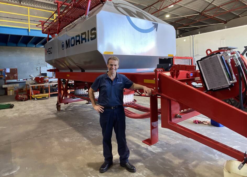 Duncan Murdoch with national distributor for Morris, McIntosh Distribution, pictured in the company's assembly area, says the latest Morris 9 Series air carts and range of system refinements all add up to a significant jump in functionality and performance for growers.