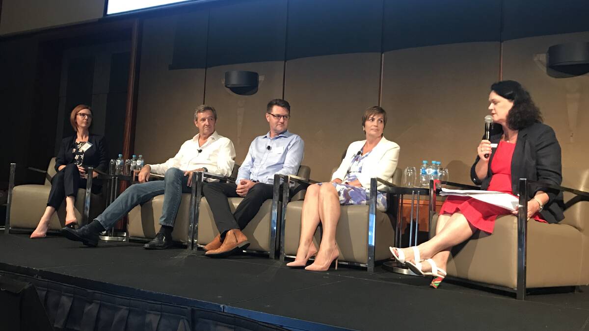 A mentoring panel at the RRR Network conference included Yerecoin small business owner Amanda Welker, MVP financial director Doug Verley, Narrogin farmer Ashley Wiese and Committee of Perth chief executive officer Marion Fulker with moderator Maree Gooch.