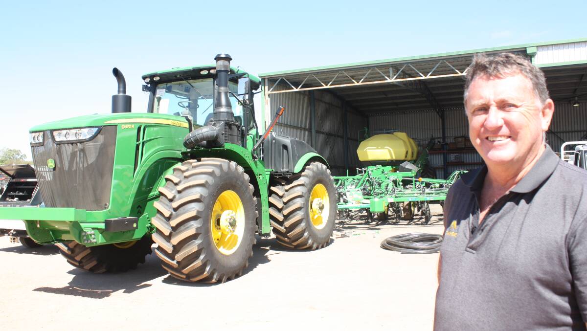 AG Implements Northam dealer principal Graeme Pember was negotiating the sale of this John Deere 9470R 4WD tractor when Farm Weekly called in recently. And he's hopeful the seeding rig in the background will sell soon. "It's a demo rig and we've got people interested in it," he said. According to Graeme, the AG Implements group has enjoyed a great start to the year with healthy forward orders on headers and tractors and near-record sales of John Deere self-propelled boomsprayers. "The new 6000 litre tank has sparked a lot of interest along with the new John Deere Exact Apply nozzle system," he said.
