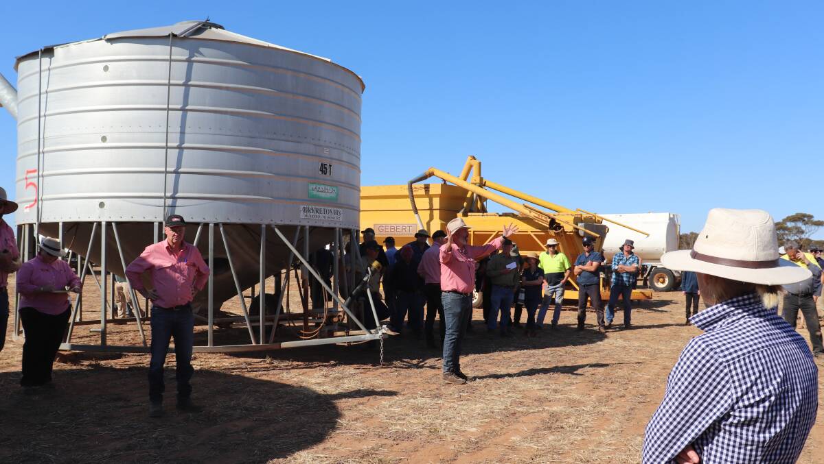 At the Elders clearing sale at Kulin, 45 tonne and 60t field bins were highly sought after, selling for $13,000 and $13,250 on the 45t models, while the 60t field bins sold for $15,250, $17,000 and $17,250 each to different buyers.