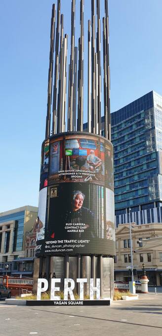 The exhibition was displayed on the Yagan Square Digital Tower. Photograph by Angela Bunyan.