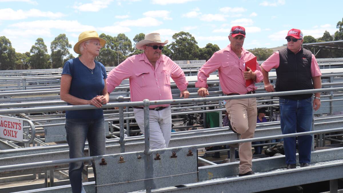 Wendy Norman (left) opened the sale, before the selling team of Elders auctioneer Wayne Mitchell, Elders Mt Barker representative Dean Wallinger and Elders Albany branch manager Peter Hassell began selling.