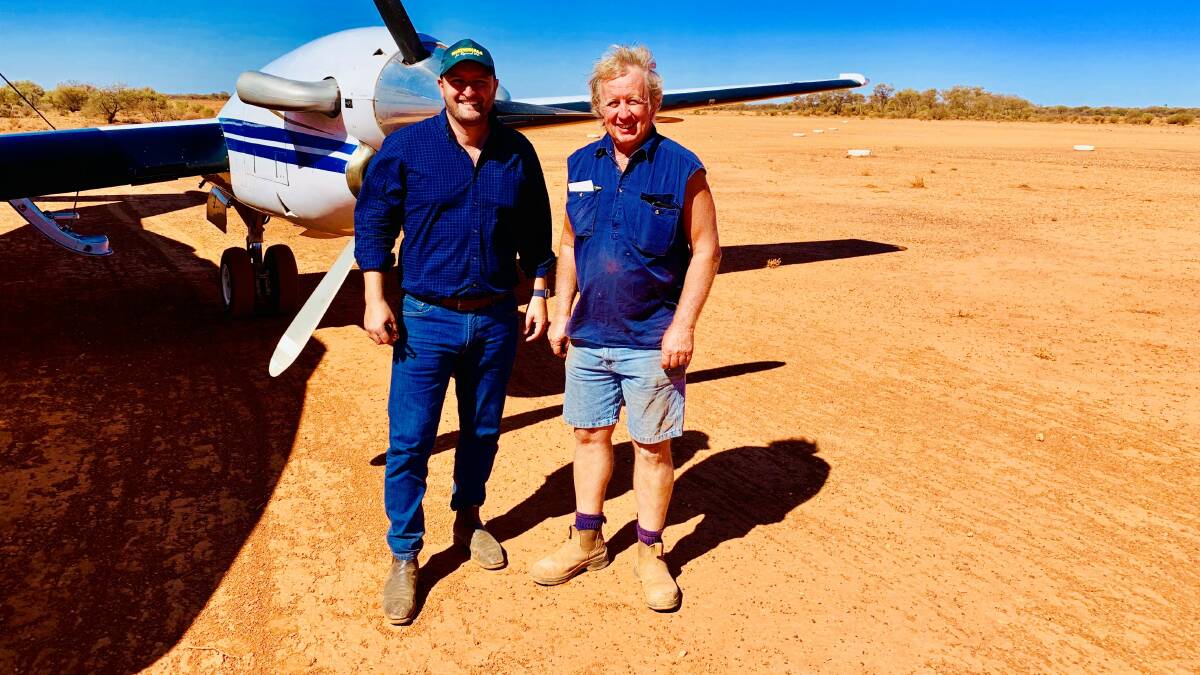 The Nationals WA Member for the North West Central Vince Catania (left) with Shire of Wiluna president Jim Quadrio of Granite Peak station.