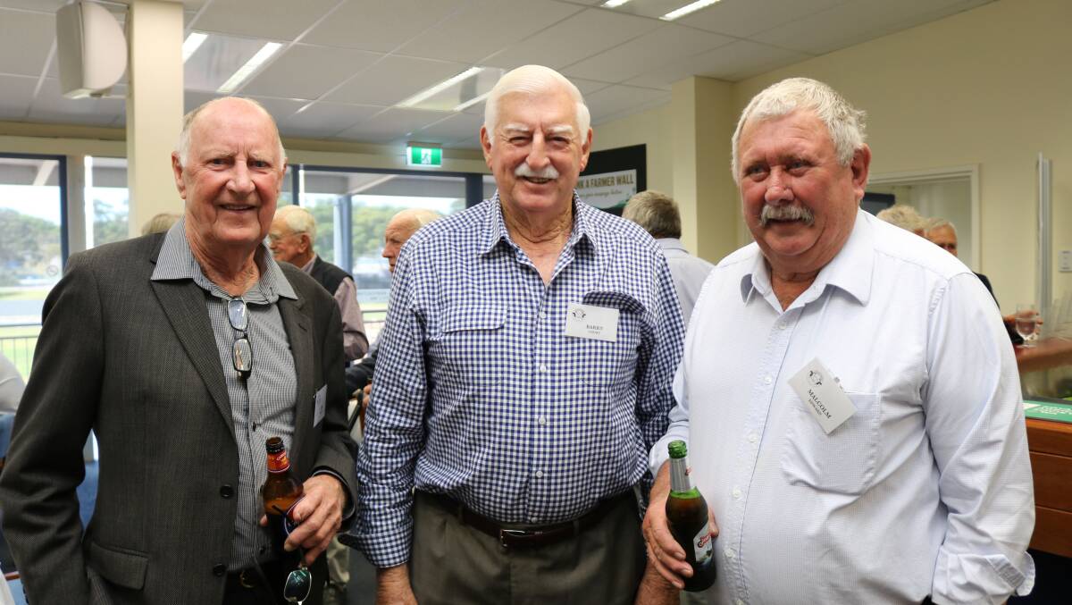 Merino sheep breeders past and present at the Old Ram Muster included Ron Gibson (left), Wembley, Barry Court, City Beach and Malcolm Edward, Wagin.